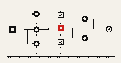 Dithered 1-bit graph of linked nodes illustration for the agent evaluation guide
