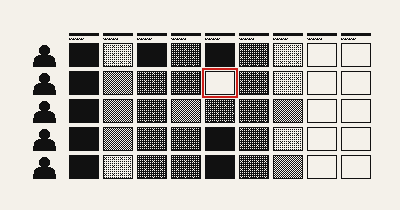 Dithered 1-bit panel of reviewers illustration for the human evaluation guide